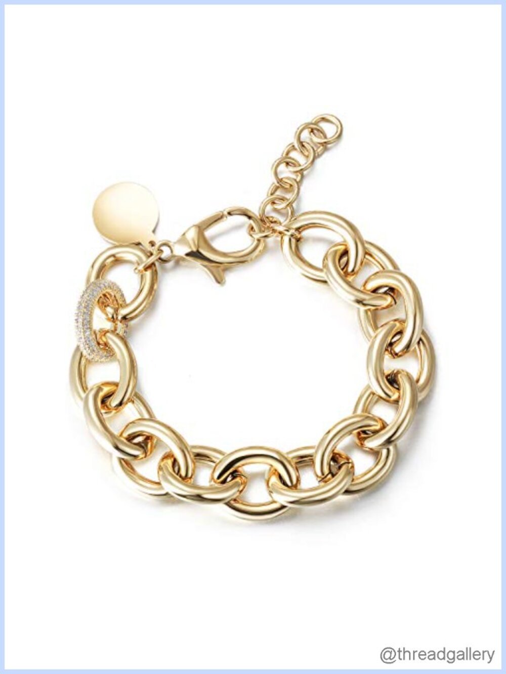 14K Gold Plated Link Chain Bracelet for Women Dainty Stackable